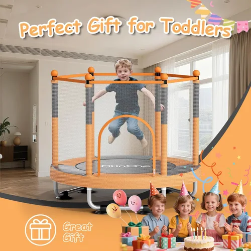 Miniatura 9 de Fitinone - Cama elástica para niños, de 5 pies, para interiores y exteriores, con malla de seguridad, regalos de cumpleaños para niños, regalos