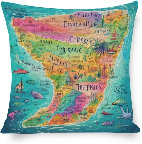 Miniatura 15 de Fundas de almohada Florida Keys - Funda de almohada con mapa colorido de isla de viajes y atracciones, mapa del estado de EE. UU., Fundas