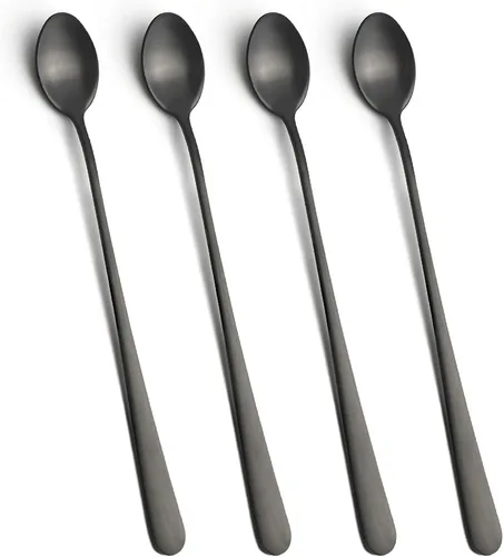 Miniatura 9 de IQCWOOD Cucharas de té helado de mango largo, cucharas de café de acero inoxidable para mezclar cócteles, juego de 4