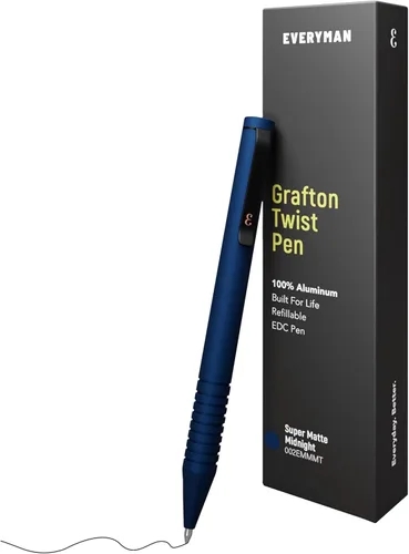 Miniatura 8 de Everyman Black Grafton - Bolígrafo de gel recargable súper mate de clic completo Herramienta de escritura EDC duradera con agarre profundo Flujo