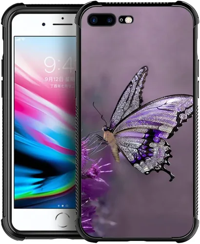 Miniatura 8 de Carcasa para iPhone 8 Plus, 9H de cristal templado para iPhone 7 Plus, para hombres y niños, diseño de patrón fresco a prueba de golpes, Bandera