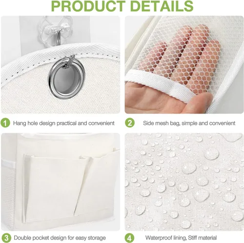 Miniatura 3 de Ndeno Paquete de 2 bolsas organizadoras para colgar en la pared con bolsillos, bolsa de almacenamiento de tela, cesta impermeable sobre la puerta