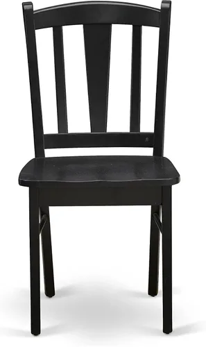Miniatura 4 de East West Furniture DLC-BLK-W Dublin - Sillas de comedor de cocina, sillas de madera con respaldo de listones, juego de 2, color negro