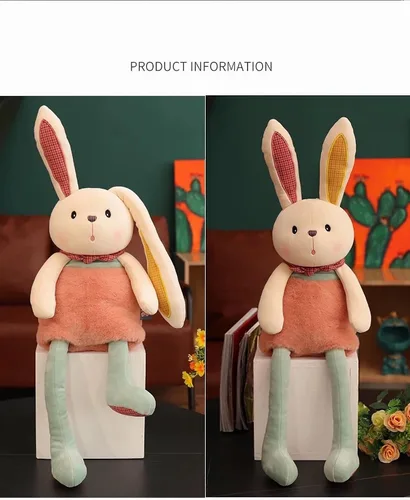 Miniatura 4 de Conejito de peluche de 17 pulgadas, orejas y piernas extraíbles, lindo conejo, juguete de peluche suave para niñas o bebés