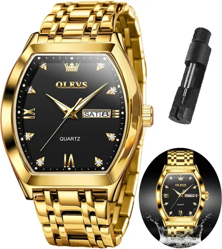 Miniatura 15 de OLEVS Relojes para hombre, de lujo, para negocios, analógicos, de cuarzo, relojes de pulsera para hombre con correa de malla de acero inoxidable