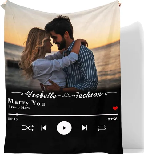 Miniatura 26 de D-Story Manta personalizada con foto, entrega al día siguiente, hecha en EUA, Manta de collage personalizada, haz una manta personalizada