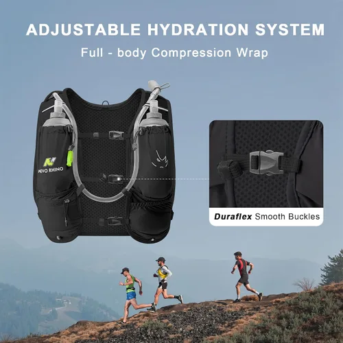 Miniatura 5 de N NEVO RHINO Chaleco para correr, chaleco de agua para correr de hidratación, 5.5 L, con bolsa de agua de 1.5 L, mochila de hidratación ligera
