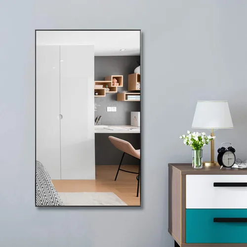 Miniatura 3 de ZHOWI - Espejo de tamaño de cuerpo completo, con marco de metal, para montar, reclinar o colgar en la pared del dormitorio, la sala de estar