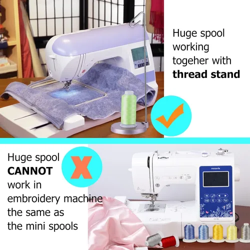 Miniatura 4 de Simthread Hilo que brilla en la oscuridad 30WT para bordar y coser 2500 yardas, color blanco