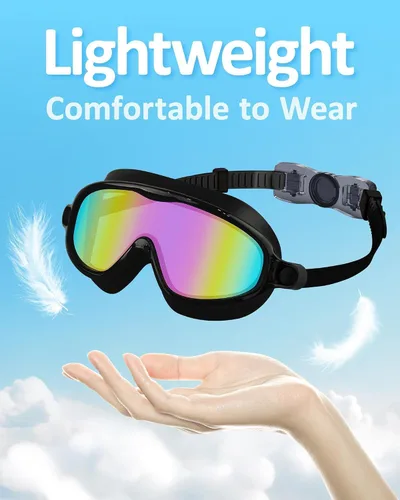Miniatura 2 de Gafas de natación para niños, antivaho, protección UV y amplia vista & gorro de natación para niños de 3 a 15 años, niños y niñas, bebés