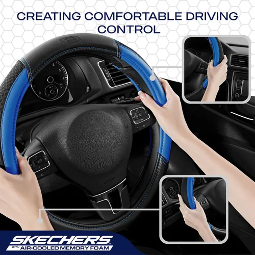Miniatura 5 de Skechers Funda para Volante Air-Cooled, Funda para Volante de Automóvil de Cuero de Malla Air-Cooled, Ajuste Universal 14" 1/2-15", Protector