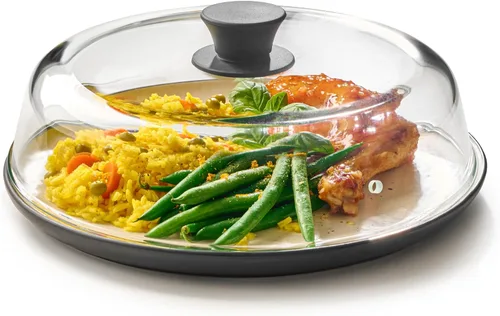 Miniatura 7 de Le'raze Cubierta de vidrio para salpicaduras de microondas de 10 pulgadas para alimentos, 100% libre de BPA y plomo de grado alimenticio, apta