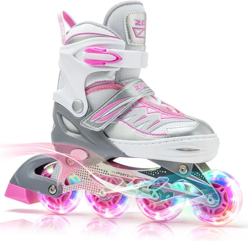 2PM SPORTS - Patines en línea Cytia para niñas, ajustables, con ruedas iluminadas, rosa, con ruedas con luces, patines divertidos y parpadeantes