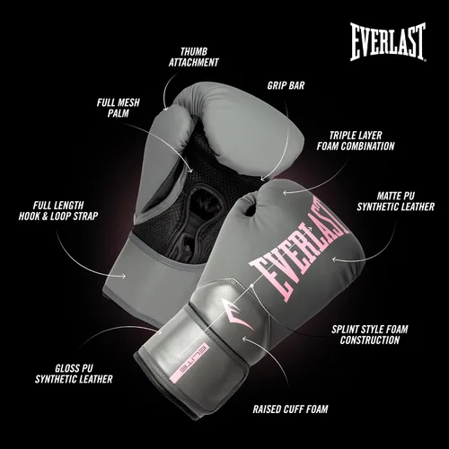 Miniatura 4 de Everlast Guantes de boxeo Elite 2 Gris/rosado