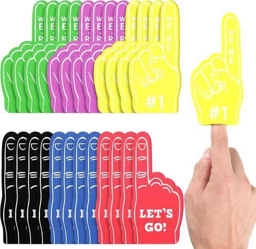 Miniatura 7 de Sinmoe 36 piezas de mini dedos de espuma para fanáticos de béisbol, mini dedo de espuma, suministros de fiesta deportiva para hockey, fútbol, Negro