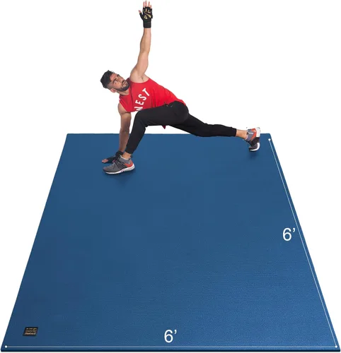 Miniatura 10 de GXMMAT Alfombrilla de ejercicio grande de 6 x 4 pies/6 x 5 pies/6 x 6 pies (0.276 in), alfombrillas gruesas para suelo de gimnasio en casa, tapete