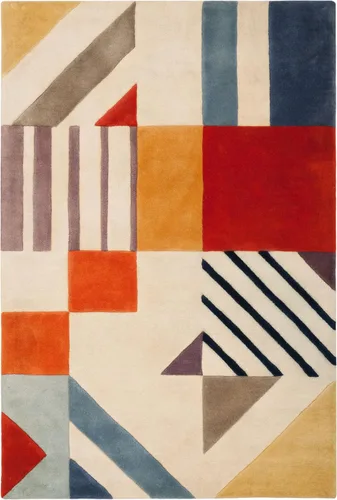 SAFAVIEH Fifth Avenue Collection FTV120A - Alfombra decorativa de lana moderna de mediados de siglo, 2 x 3 pies, color marfil/multi