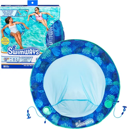 Miniatura 10 de Swimways Elite Spring Float Hamaca Tumbona de piscina, flotadores inflables de piscina para adultos con inflado rápido, hamaca de piscina