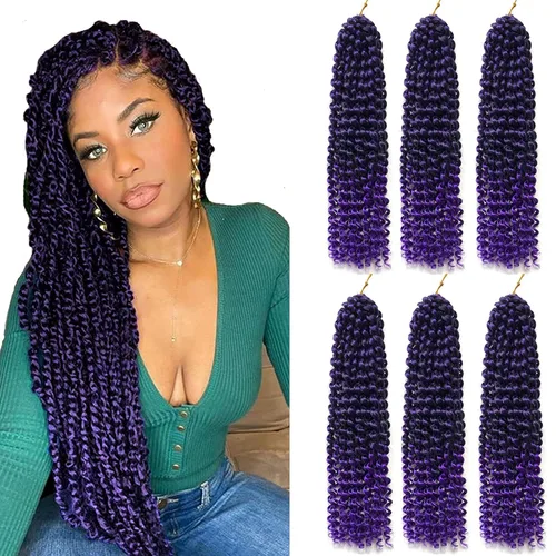 Miniatura 16 de Cabello de estilo Passion Twists de 14 pulgadas, cabello ondulado de ganchillo para mujeres negras, cabello rizado bohemio para trenzas de mariposa