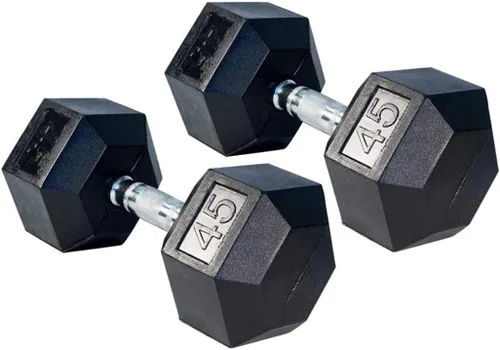 Miniatura 15 de Gronk Fitness Pares de mancuernas hexagonales de goma, 5 libras a 70 libras, equipo de entrenamiento para hombres y mujeres, hierro fundido