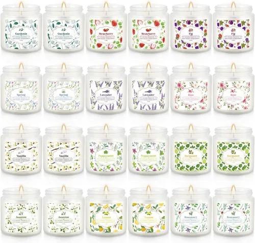 Miniatura 22 de Paquete de 12 velas perfumadas negras de regalo, velas de aromaterapia de cera de soja natural para el hogar, 12 fragancias, perfectas para aliviar