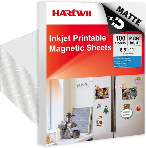 Miniatura 11 de 50 hojas brillantes impresas en papel magnético a granel para impresora de inyección de tinta, haz fotos para refrigerador, 13.5 mil, 8.5 x 11