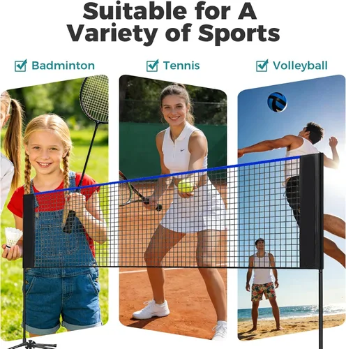 Miniatura 5 de OLIXIS Red de bádminton portátil, red de voleibol ajustable en altura, red de bádminton con bolsa de transporte, red de voleibol para piscina, patio