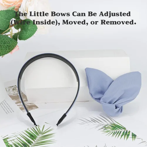 Miniatura 6 de Paquete de 6 diademas con lazo anudado para mujeres y niñas, bonitos accesorios para el cabello con nudos finos, adecuadas para niños de 8 a 12 años