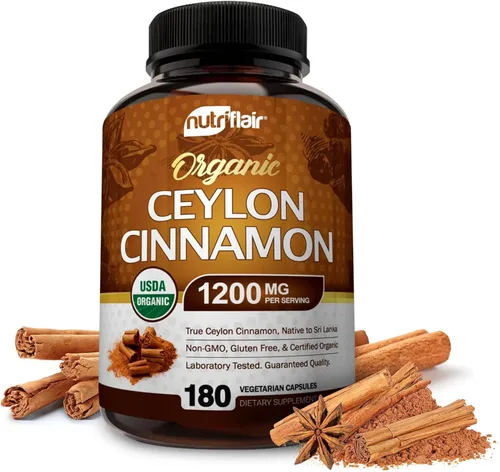Miniatura 7 de Canela de Ceilán orgánica certificada NutriFlair, 1200 miligramos por porción, 120 cápsulas