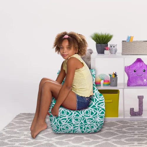 Miniatura 2 de Posh Creations - Puf con asiento estructurado para niños y niñas, cómodo para jugar, leer y ver televisión, silla Pasadena, de lona - Rosas menta