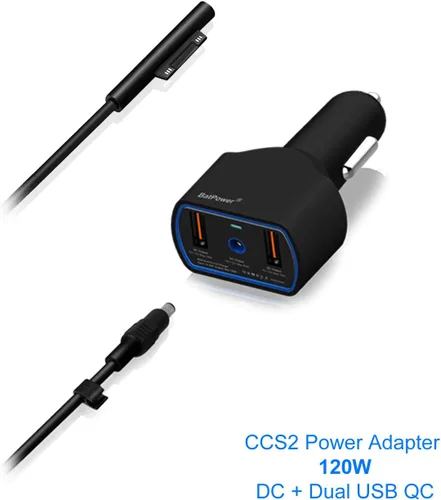 Miniatura 5 de BatPower CCS2 - Cargador de coche para computadora portátil de alta potencia, 120 W, compatible con Microsoft Surface Book Laptop 4 3 2 1 Surface