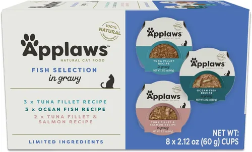 Applaws Alimento húmedo natural para gatos en salsa, ingredientes limitados y naturales, alto contenido de proteínas sin aditivos artificiales,