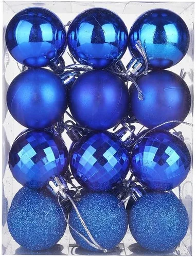 Miniatura 2 de Kipokalor Adornos azules de bola para árbol de Navidad, mini adornos de Navidad inastillables satinados brillantes y con acabado brillante