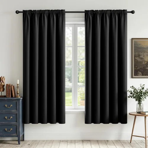 Miniatura 63 de CUCRAF - Cortinas opacas beige de 45 pulgadas, juego de 2 paneles con bolsillo para barra, cortinas para oscurecer dormitorios y sala de estar