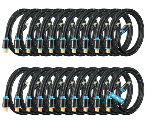 Miniatura 26 de Cable HDMI 4K Ultra HD de 1 pie (paquete de 100) Cable HDMI 2.0 trenzado de nailon, alta velocidad 18Gbps 4K60Hz HDR, 3D, 2160p, 1080p, HDCP 2.2