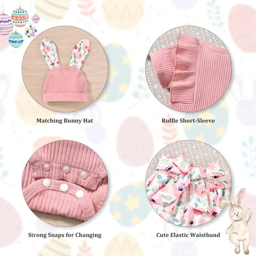 Miniatura 39 de fioukiay Conjunto de ropa de verano para bebés y niñas recién nacidas prematuros, mameluco, pantalones, diadema, conjunto de ropa para el verano
