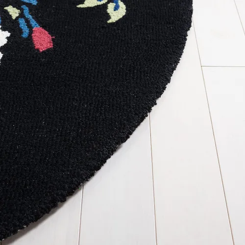 Miniatura 4 de SAFAVIEH Chelsea Collection - Alfombra de pasillo, 2 pies 3 pulgadas x 8 pies, negro y rosa, hecho a mano, lana floral francesa, ideal para zonas