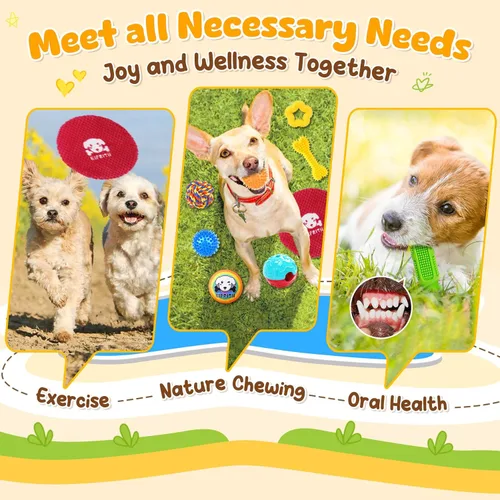 Miniatura 5 de KIPRITII Juego de 25 juguetes para perros, ideal para dentición, entretenimiento y juego interactivo, incluye juguetes para cachorros, juguetes