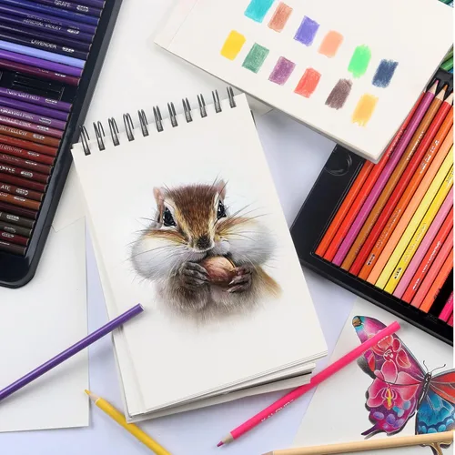 Miniatura 4 de KALOUR Juego de 180 lápices de colores para adultos y artistas - Núcleo blando de pigmento rico - 12 lápices metálicos - Ideal para colorear