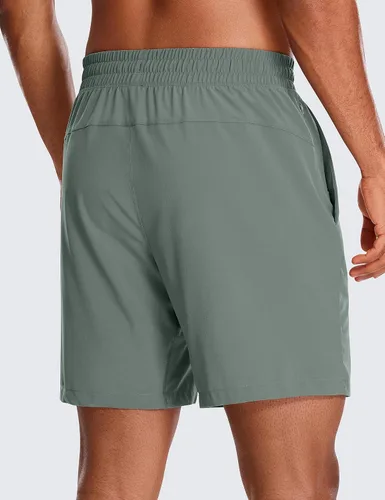 Miniatura 2 de CRZ YOGA Pantalones cortos de correr 2 en 1 para hombre con forro 5, 7 y 9 pulgadas, de secado rápido, pantalones cortos deportivos con bolsillos