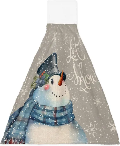 Miniatura 10 de Toallas de cocina de Navidad, muñeco de nieve, bosque de invierno, con lazo, para colgar en la nieve, toallas de cocina para colgar en la nieve