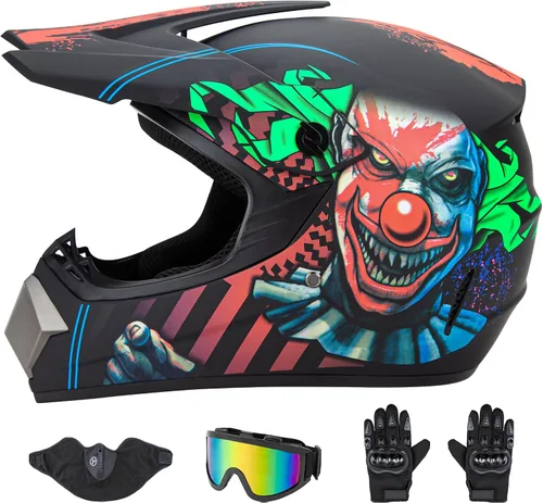 Miniatura 13 de CARTMAN Casco para adultos de bicicleta de tierra, casco de motocicleta de cara completa aprobado por el DOT, mate negro y amarillo para motocross