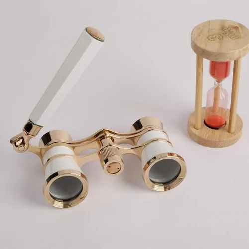 Miniatura 5 de Marsrut Lentes binoculares Ultra HD 3 x 25 para teatro de ópera con asa, telescopio de color blanco para ver teatro, carreras de caballos