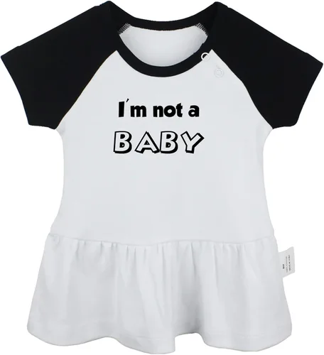 Miniatura 5 de Pack of 2, Baby Bear & I'm Not A Baby Funny Print Dresses, Newborn Infant Baby Girls Princess Dress, Cute Ruffle