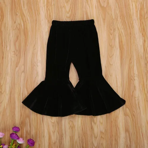 Miniatura 2 de GOOCHEER Pantalones de mezclilla rasgados con volantes y parte inferior acampanada, pantalones de mezclilla rasgados para niños pequeños