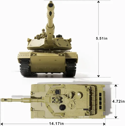 Miniatura 9 de Tanque de Juguete Militar RC, Tanque del Ejército M1A2 Abrams de EE.UU. con Control Remoto con Batalla IR, Vehículos Militares RC de 2.4Ghz