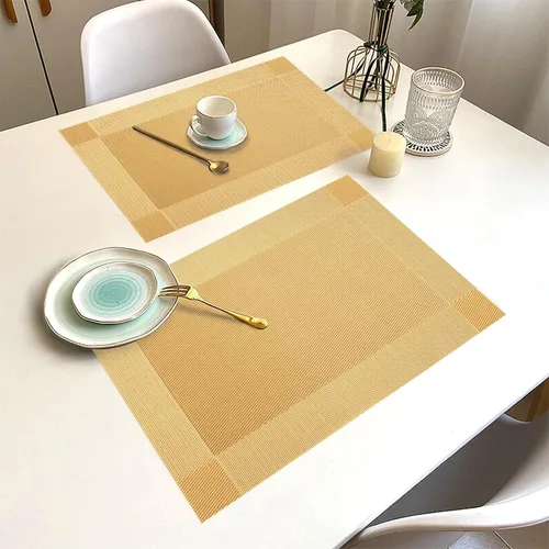 Miniatura 7 de Juego de 12 manteles individuales lavables y limpiables para mesa de comedor, cocina, interior y exterior, manteles individuales resistentes al