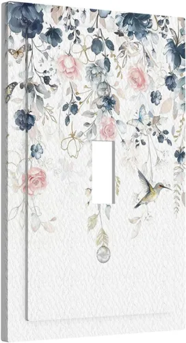 Miniatura 40 de Decorative Outlet Covers Blue Background White Cat Daisy Floral 2-Gang 1-Gang Wall Plate Single Toggle/Rocker Farmhouse Style Light Switch Covers