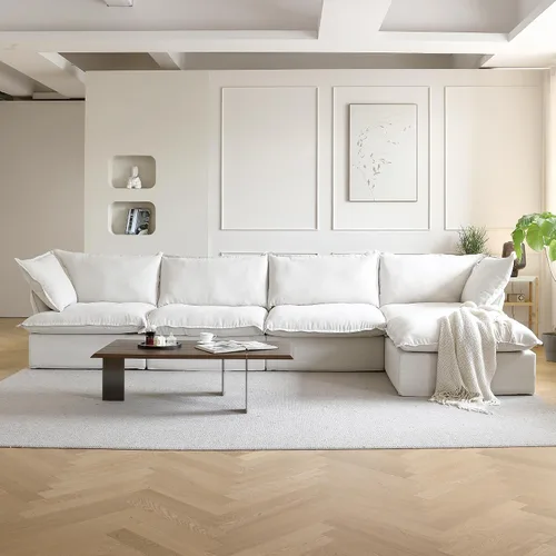 Miniatura 7 de Sofá modular modular de 122.82 pulgadas con cojín grueso, sofá minimalista de 3 plazas, sofá convertible de asiento profundo para sala de estar