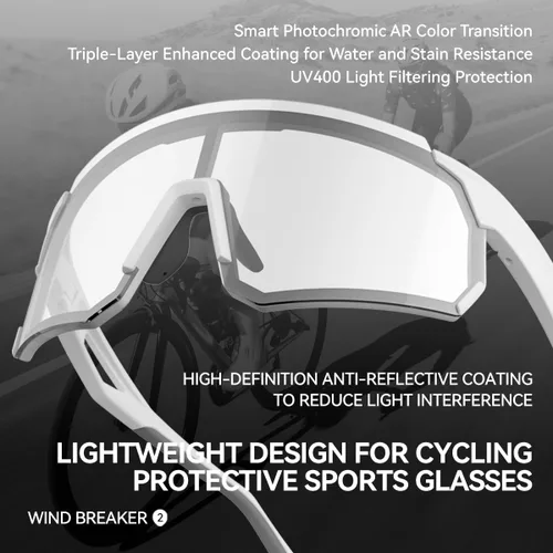Miniatura 5 de Lentes de ciclismo fotocromáticos, UV400 TR90, marco para equitación, correr, béisbol, pesca, conducción para hombres y mujeres